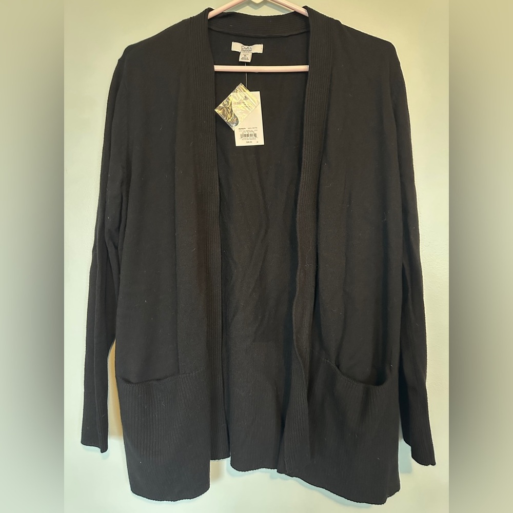 NWT Croft & Barrow Black Open-Front Cardigan Sweater